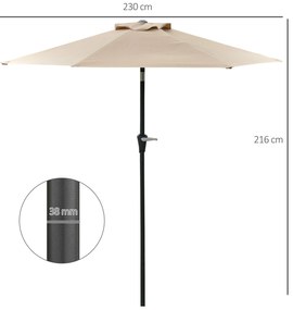 Chapéu de Sol de Jardim Ø230x216 cm Chapéu de Sol de Terraço com Teto