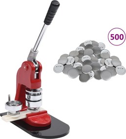 vidaXL Máquina de fazer crachás com 500 crachás 58 mm