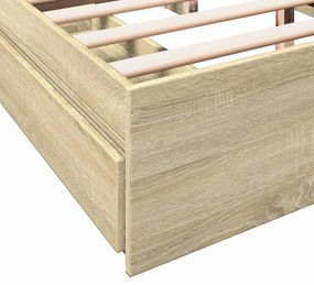 Estrutura de cama c/ gavetas derivados madeira carvalho sonoma