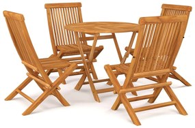 vidaXL 5 pcs conjunto de jantar p/ jardim madeira de teca maciça