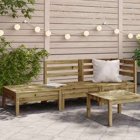 vidaXL Sofá de 3 lugares para jardim pinho maciço impregnado