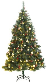 vidaXL Árvore Natal artificial articulada c/ 300 luzes LED+bolas 240cm