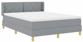 Cama Box com Colchão Cinza Claro, 160 x 200 cm, Têxtil.