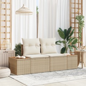 vidaXL Sofá de Jardim de 2 Lugares com Almofadas Bege Vime Sintético