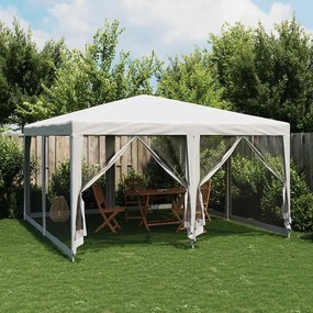 Tenda p/ festas c/ 8 paredes laterais malha 4x4 m PEAD branco