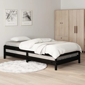 Cama empilhável 75x190 cm madeira de pinho maciça preto