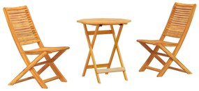 Conjunto de Mobiliário Externo 3 pcs Castanho 70 x 70 x 75 cm