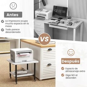 Mesa para impressora com 4 rodas e mecanismo de bloqueio 49 x 40 x 38 cm Branco
