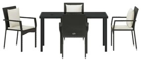 Conjunto de Jantar Jardim 5 pcs Preto 140 x 70 x 73 cm Ratan PE