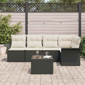 Conjunto de sofá de jardim de 5 peças com almofadas em rattan sintétic