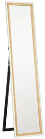 Espelho de Pé "Aksel" – 37x157 cm – Branco e Madeira Escura