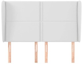 Cabeceira cama c/ abas couro artificial 147x23x118/128cm branco