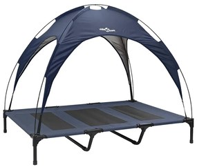 Cama Elevada para Cães com Toldo Removível Azul-marinho XL Aço