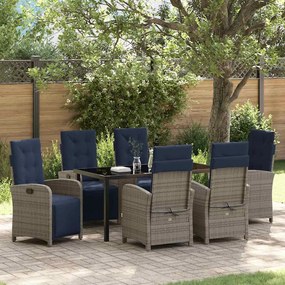 Conjunto de Jantar de Jardim com 7 Peças em Rattan Sintético Cinza