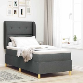 vidaXL Cama Box com Colchão Cinza Escuro 80x200 cm Tecido