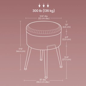 Banco com espaço de arrumação, banco toucador, pufe 44,4 cm de altura Castanho Caramelo