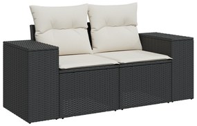 Conjunto de Sofá para Jardim de 8 Peças com Almofadas Preto Polirattan