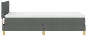Cama Box Spring com Colchão &amp; LED Cinza Escuro 90x190 cm Tecido