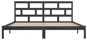 Estrutura de cama 200x200 cm pinho maciço preto