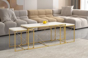 Conjunto de Mesas de Centro Defne – Travertino Dourado – Medidas: 100x