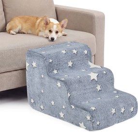 Escada de espuma  luminescente com 3 degraus para cães 60 x 40,5 x 39 cm, com base antiderrapante e capa lavável de alta densidade e, para animais de