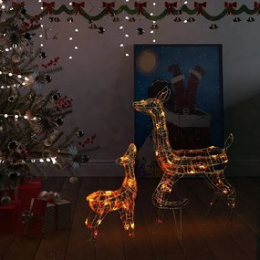 329792 vidaXL Família de renas decorativa 160 luzes LED coloridas acrílico