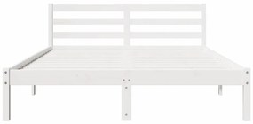 Cama com Cabeceira vidaXL Branca 140x220 cm Madeira Sólida Pinus