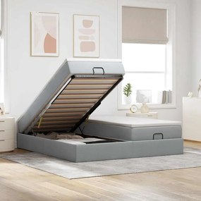 vidaXL Estrutura de cama otomana com colchões tecido cinzento claro