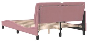 Estrutura de cama c/ luzes LED 140x200 cm veludo rosa