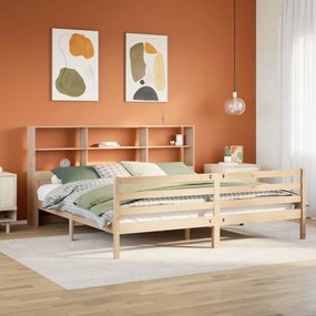 vidaXL Cama com estante sem colchão 180x200 cm pinho maciço