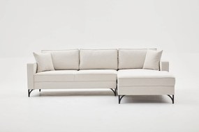 Sofá de Canto Berlin – Creme e Preto – 258 cm