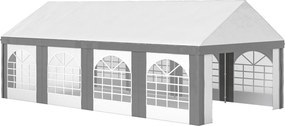 Outsunny Tenda para Festa 4x8 m Tenda de Jardim com Paredes Removíveis Portas e Janelas Anti-UV para Casamento e Eventos Cinzento | Aosom Portugal