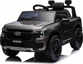 Jipe elétrico para crianças Ford Ranger,12V com pneus de borracha, banco em pele sintética Cinzento