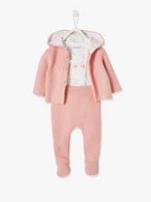 Oferta do IVA - Conjunto Presente para recém-nascido, com 3 peças rosa claro liso com motivo