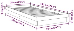 Estrutura de cama sem colchão 75x190 cm Carvalho de maciça
