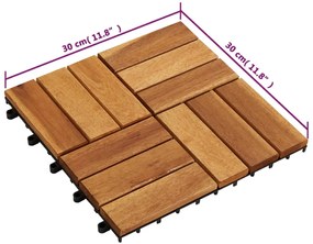 Ladrilho de pavimento 30 pcs 30 x 30 cm madeira de acácia