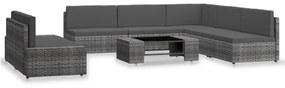 vidaXL 7 pcs conjunto lounge de jardim vime PE cinzento