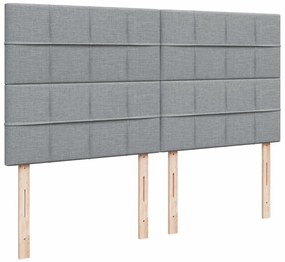 Cama com molas/colchão 200x200 cm tecido cinza-claro