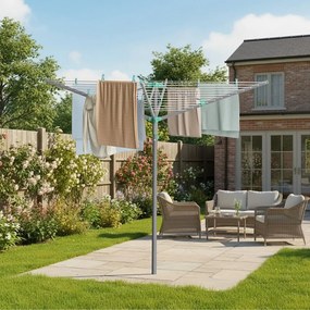 Estendal de roupa giratório 139,2 x 139,2 x 182 cm, com 45 m de corda, prateado