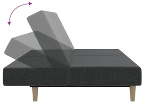 Sofá-cama de 2 lugares tecido cinzento-escuro