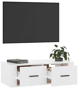 Armário TV suspenso 80x36x25 cm deriv. madeira branco brilhante