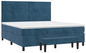 Cama com molas/colchão 180x200 cm veludo azul-escuro