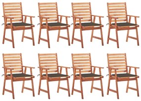 vidaXL Cadeiras de jantar p/ jardim 8 pcs c/ almofadões acácia maciça