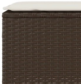 Banco de jardim com almofadão 110x30x40,5 cm vime PE castanho