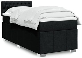 vidaXL Cama com molas/colchão 100x200 cm tecido preto