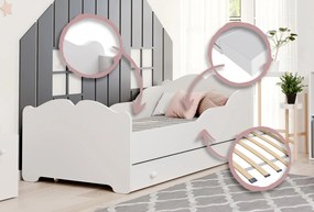 Cama infantil ANNA branca com gaveta 160x80 - colchão e estrado incluído