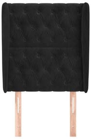 Cabeceira de cama c/ abas veludo 83x23x118/128 cm preto