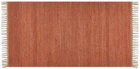 Tapete de juta vermelho claro e castanho 80 x 150 cm LUNIA Beliani