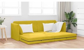 Sofá-Cama de Chão 2 em 1 Amarelo 213x144x60 cm Veludo
