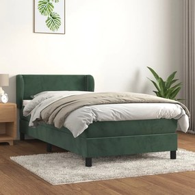 Cama com molas/colchão 80x200 cm veludo verde-escuro